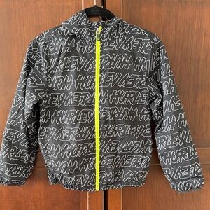 Hurley Kids Black Logo Summer Jacket with Neon Yellow Zipper